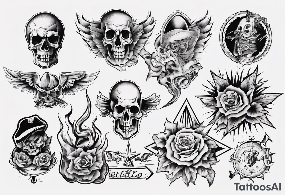 Different old-school-style tattoos tattoo idea