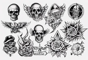 Different old-school-style tattoos tattoo idea