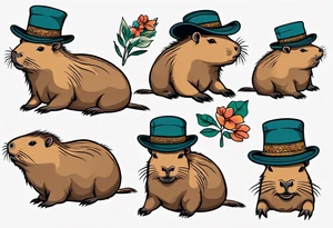 Capybara wearing a hat tattoo idea