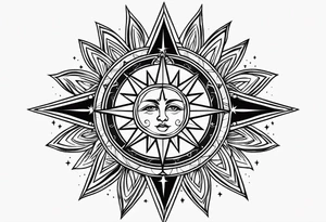 Cross sun  sailor sun star tattoo idea