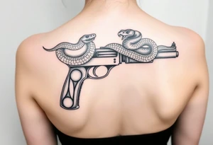 Snake around gun tattoo idea