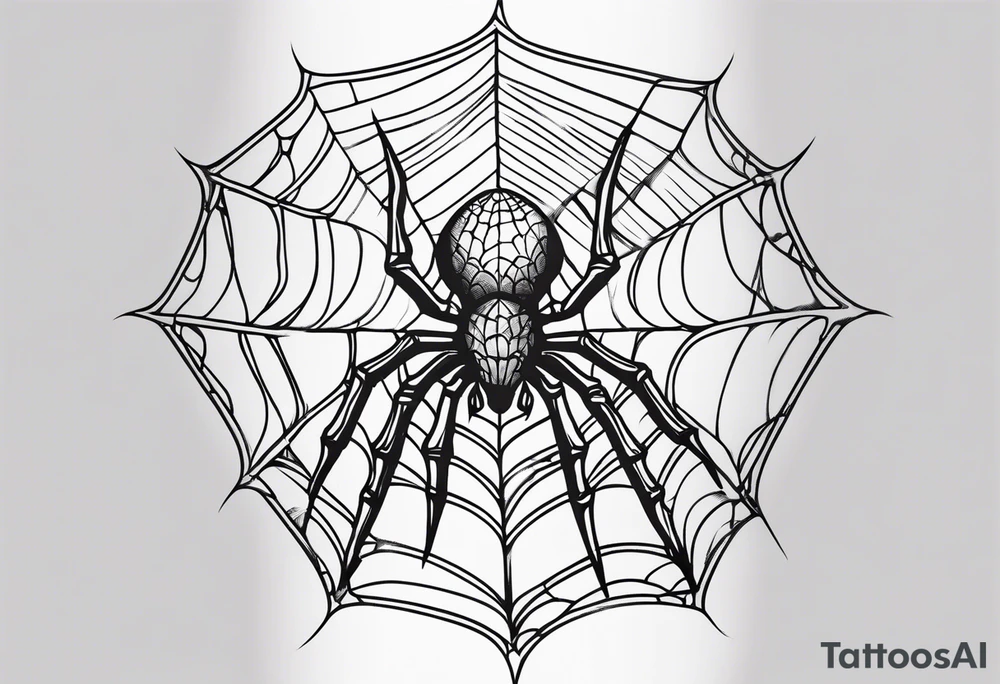Skeleton hand with spider web tattoo idea