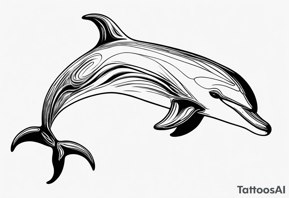 Thin outline of a dolphin without any fill tattoo idea
