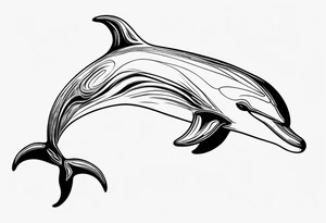 Thin outline of a dolphin without any fill tattoo idea