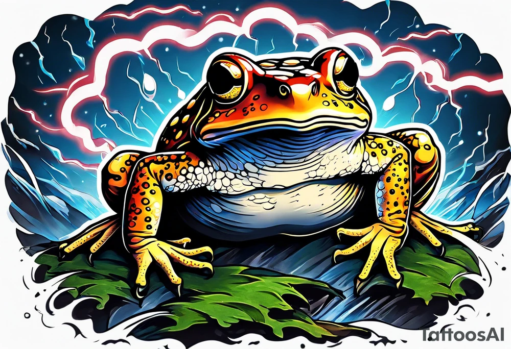 A toad in a thunderstorm tattoo idea