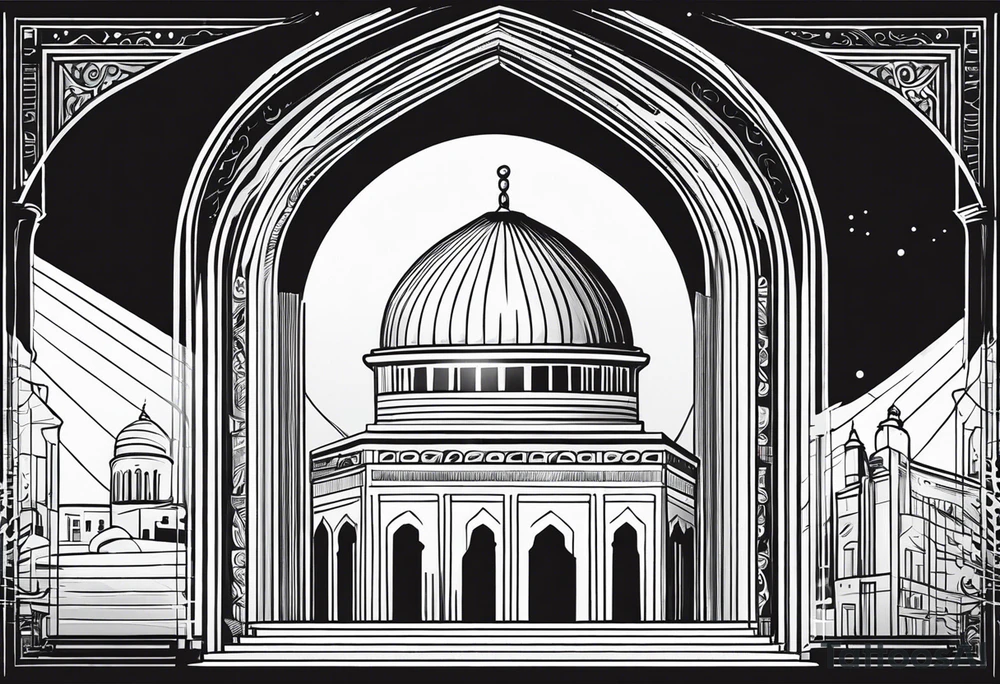 israel city vector gate 
swirl  vignette tattoo idea