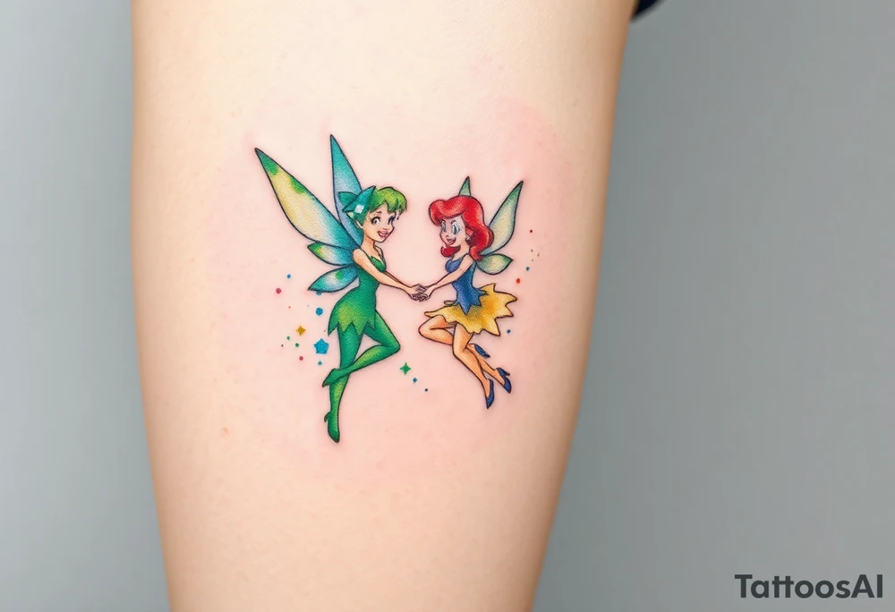 Walt Disney   tinker bell and winer tinker bell  Peter  Pan and   Wendy Darling tattoo idea