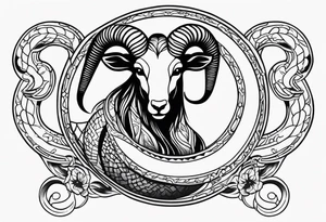 aries with snake tattoo idea
