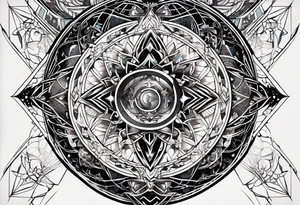 A tattoo design representing the interconnectedness of art, history, and cosmology, with elements of each intertwined in a visually striking way, tattoo idea