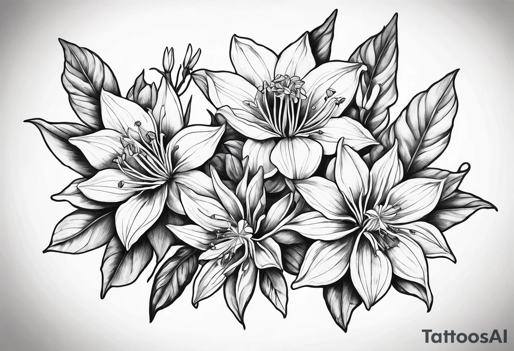 Columbine plant and flowers tattoo idea