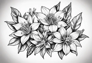 Columbine plant and flowers tattoo idea