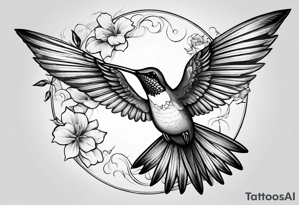 Hummingbird wings spread tattoo idea