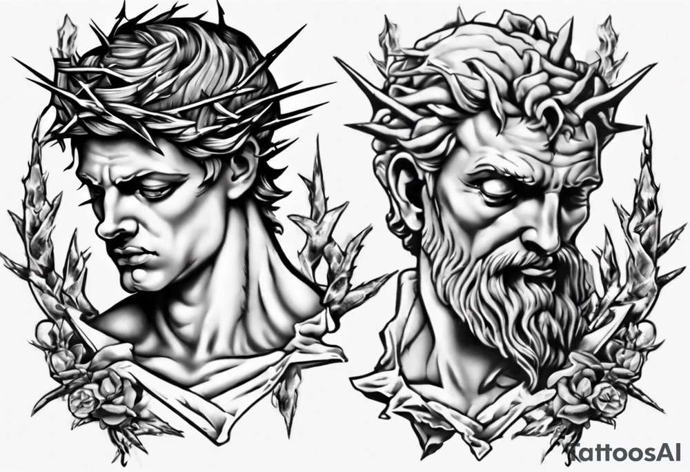 Bust of David with thorns tattoo idea