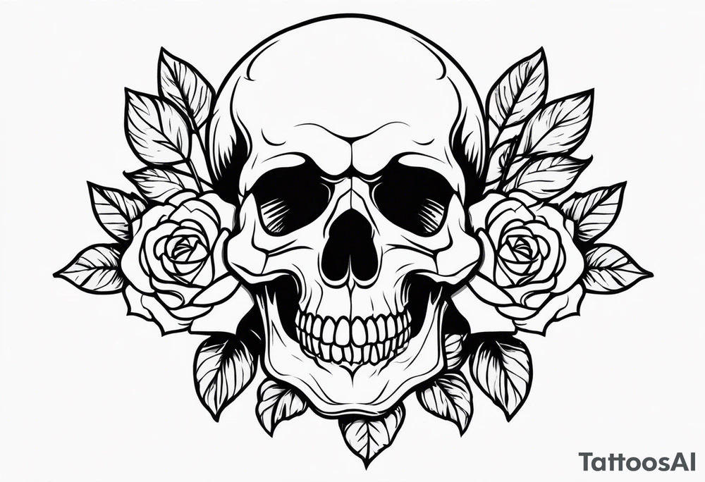 skull and roses tattoo idea