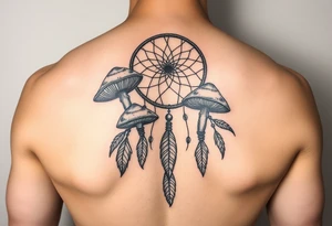 Mushrooms with dreamcatcher tattoo idea