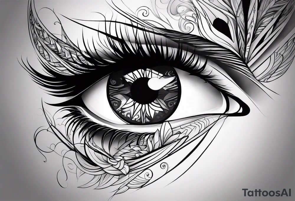 Eyes and abstract lines tattoo idea