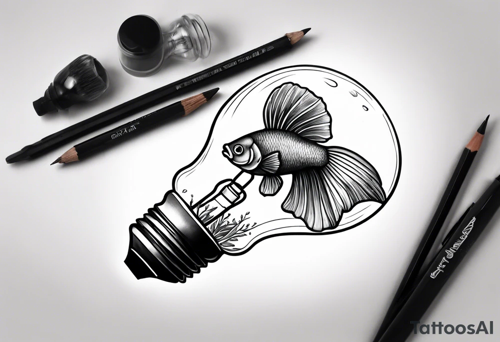 A beta fish inside of a lightbulb tattoo idea