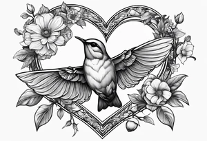 flowers bluebird bees heart shapes wrapped around an  image of vertebrate tattoo idea