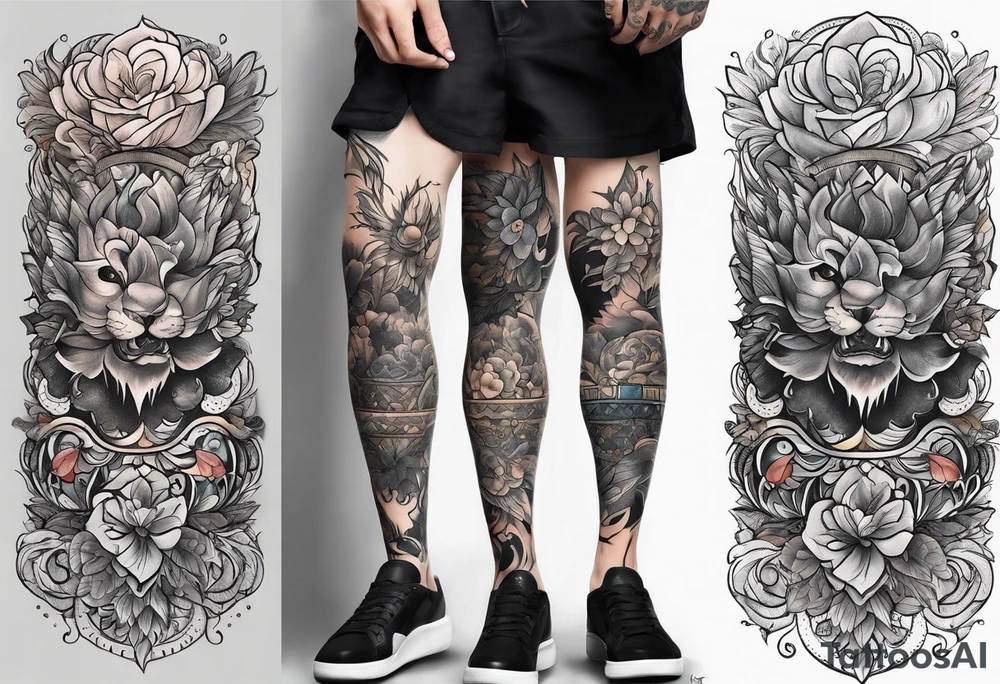 Full leg tattoo from hip to foot, temporary tattoo tattoo idea