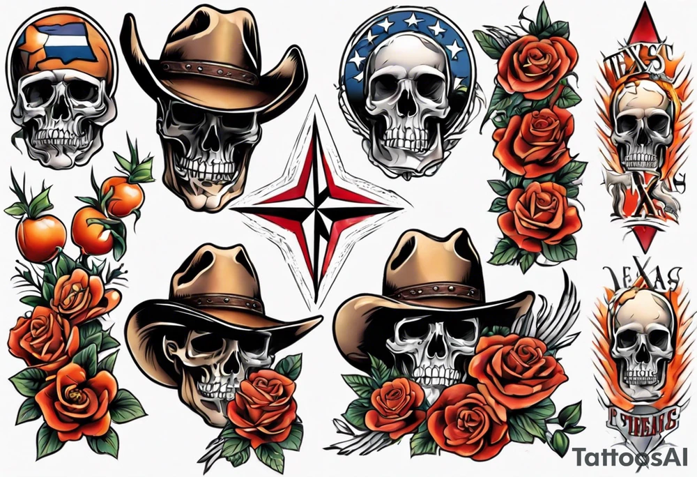 Texas theme forearm sleeve tattoo idea