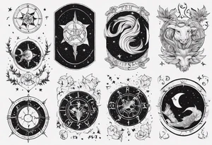 night sky, showing zodiac sign for Pisces and Taurus. upper arm sleeve tattoo tattoo idea