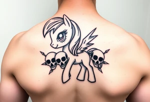 Demonic my little pony with skulls tattoo idea