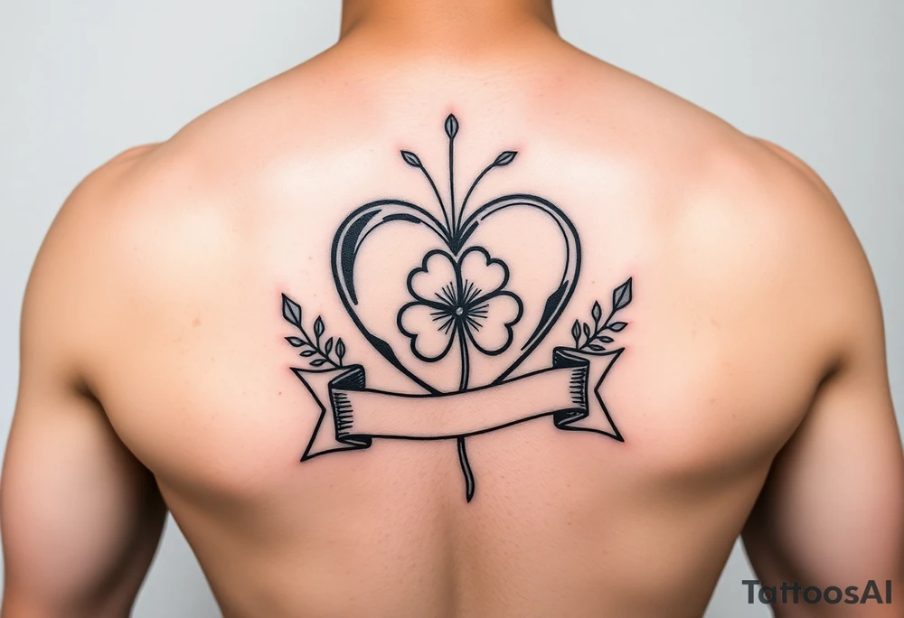 Cute Heart and a Shamrock patch with a banner tattoo idea