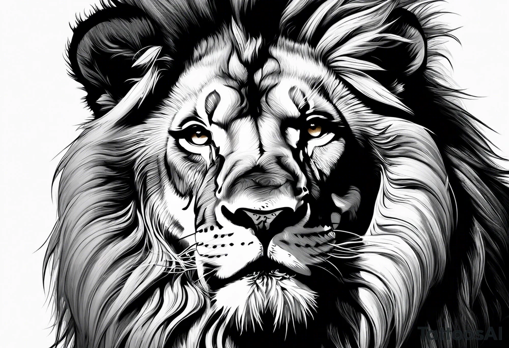 powerful majestic lion, close-up tattoo idea