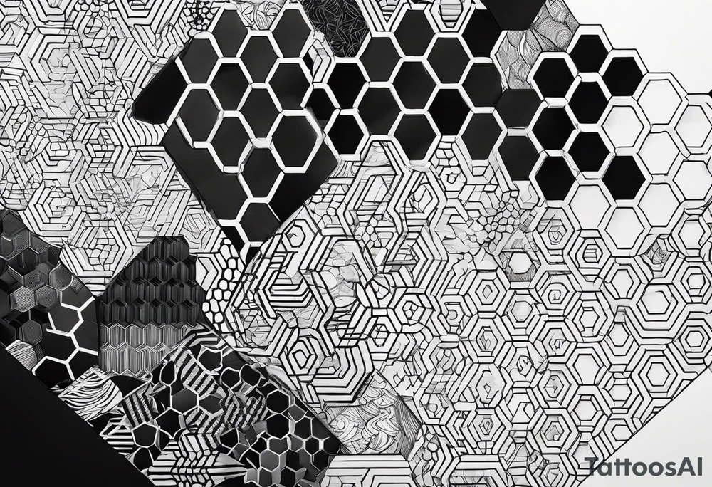black plain big hexagons without texture tattoo idea