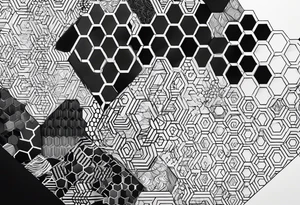 black plain big hexagons without texture tattoo idea