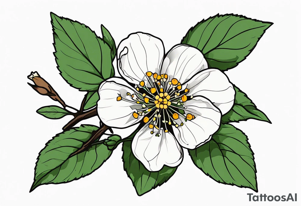 Hawthorn flower with Saturn tattoo idea