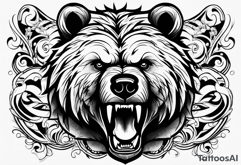 angry bear tattoo idea