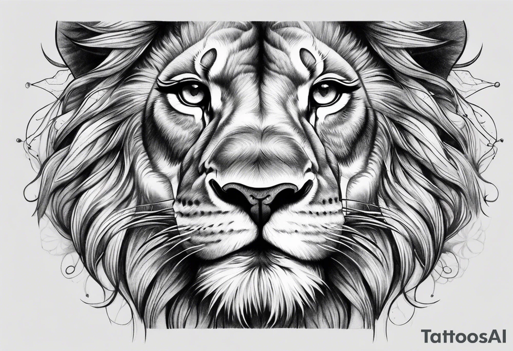 Lion face thigh tattoo tattoo idea