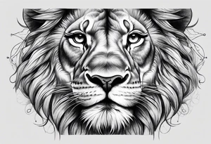 Lion face thigh tattoo tattoo idea