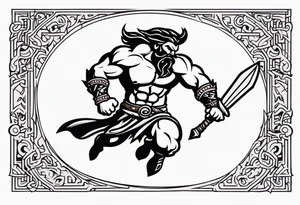 leaping barbarian tattoo idea