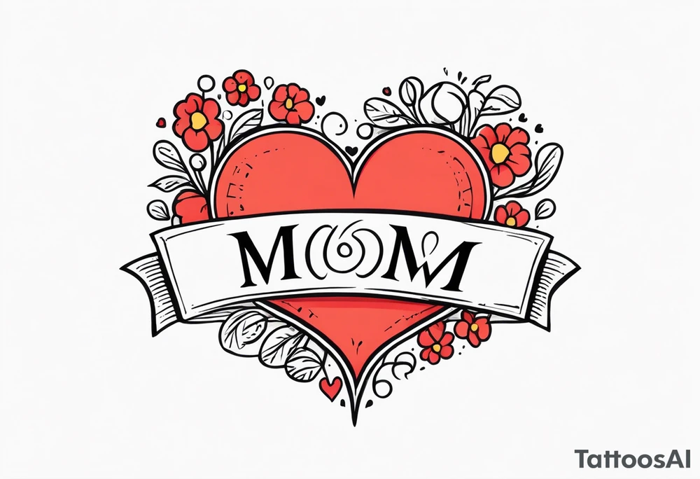 word “mom” in a heart tattoo idea