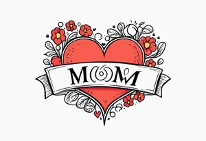 word “mom” in a heart tattoo idea