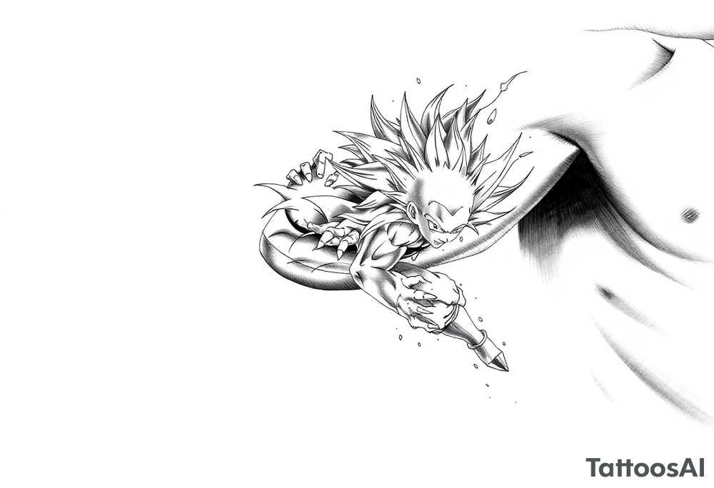 legendary dragonball z scene with energy aura and power effects tattoo idea