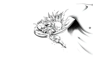 legendary dragonball z scene with energy aura and power effects tattoo idea