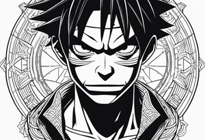 fine line monkey d luffy tattoo idea