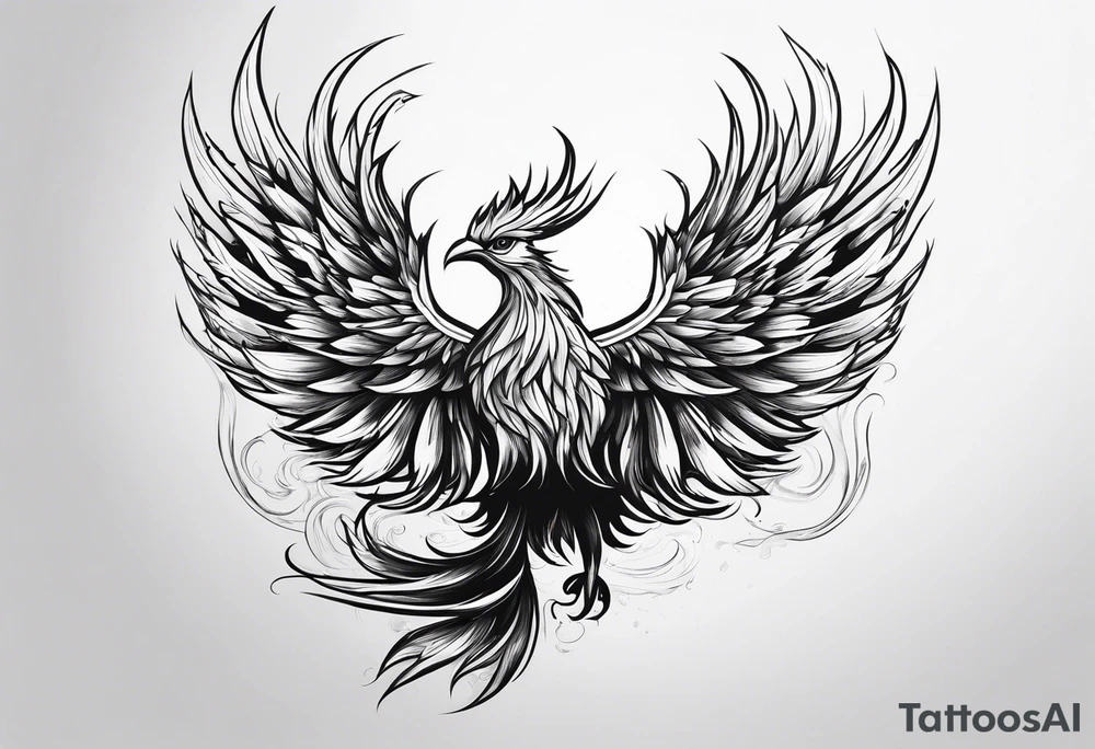Phoenix rising from ashes side profile tattoo idea