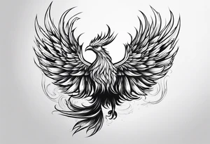 Phoenix rising from ashes side profile tattoo idea