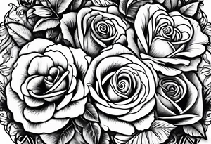 roses and violets in a bunch tattoo idea