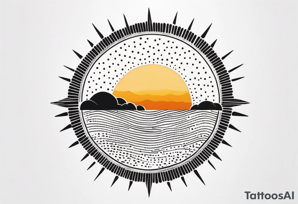 representation of the sun made of black dots tattoo idea