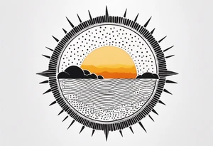 representation of the sun made of black dots tattoo idea