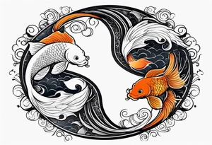 powerful majestic ying Yang symbol adorned in koi fish tattoo idea