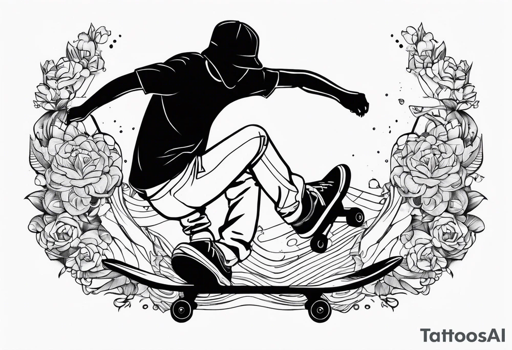 skateboard ride tattoo idea