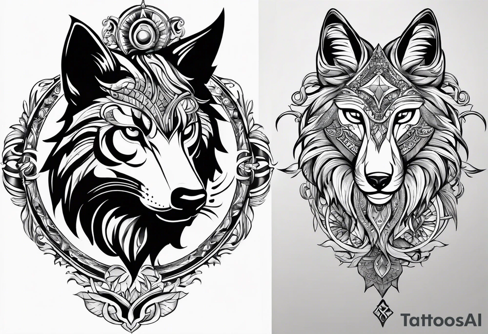 two animals, one traditionally associated with goodness and the other with evil, and intertwine them in a tattoo, representing the coexistence of opposing forces. tattoo idea
