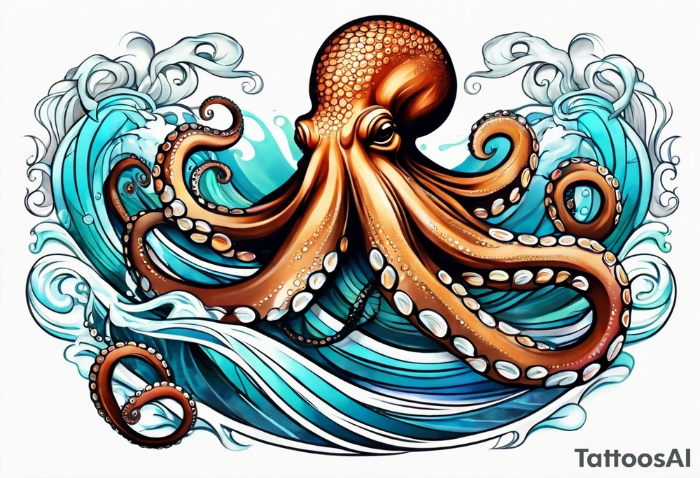 Octopus peaceful waves tattoo idea