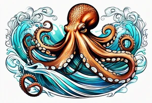 Octopus peaceful waves tattoo idea